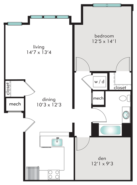 1J Floor Plan at The Tannery, Glastonbury, CT, 06033